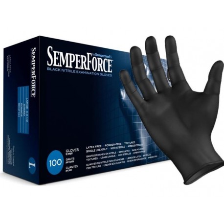 Black Nitrile Gloves by Semperforce Large - REFLECTIONS CAR CARE