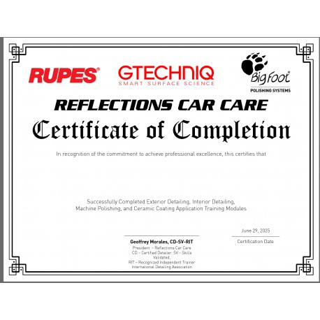 Car Service Rcc Platform RCC Training Certificate - REFLECTIONS CAR CARE